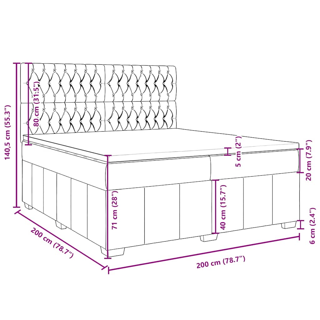 Boxspringbett mit Matratze Schwarz 200x200 cm Stoff