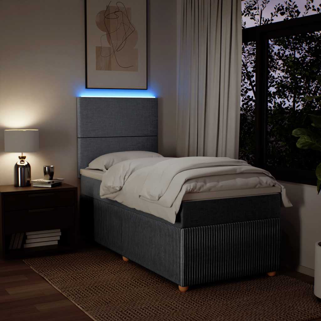Boxspringbett mit Matratze Hellgrau 80x200 cm Stoff