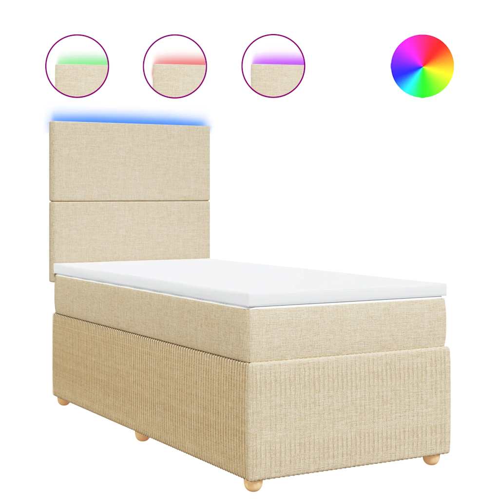 Boxspringbett mit Matratze Creme 80x200 cm Stoff