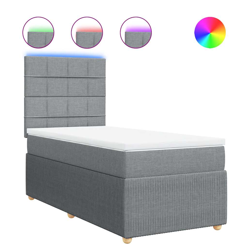 Boxspringbett mit Matratze Hellgrau 80x200 cm Stoff