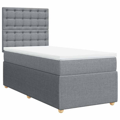 Boxspringbett mit Matratze Hellgrau 80x200 cm Stoff