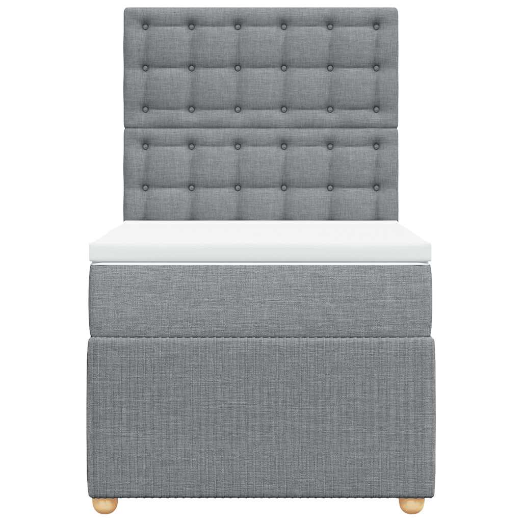 Boxspringbett mit Matratze Hellgrau 80x200 cm Stoff