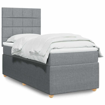 Boxspringbett mit Matratze Hellgrau 90x190 cm Stoff
