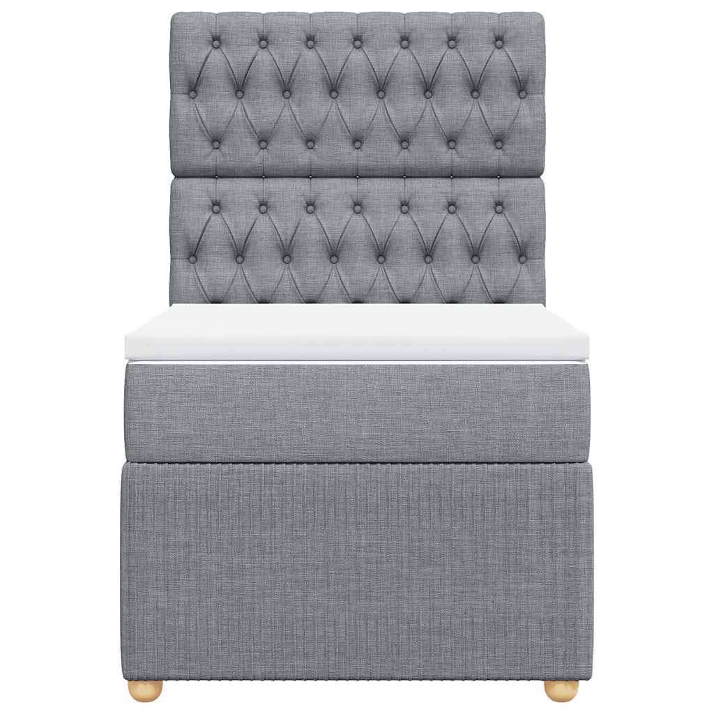 Boxspringbett mit Matratze Hellgrau 90x190 cm Stoff