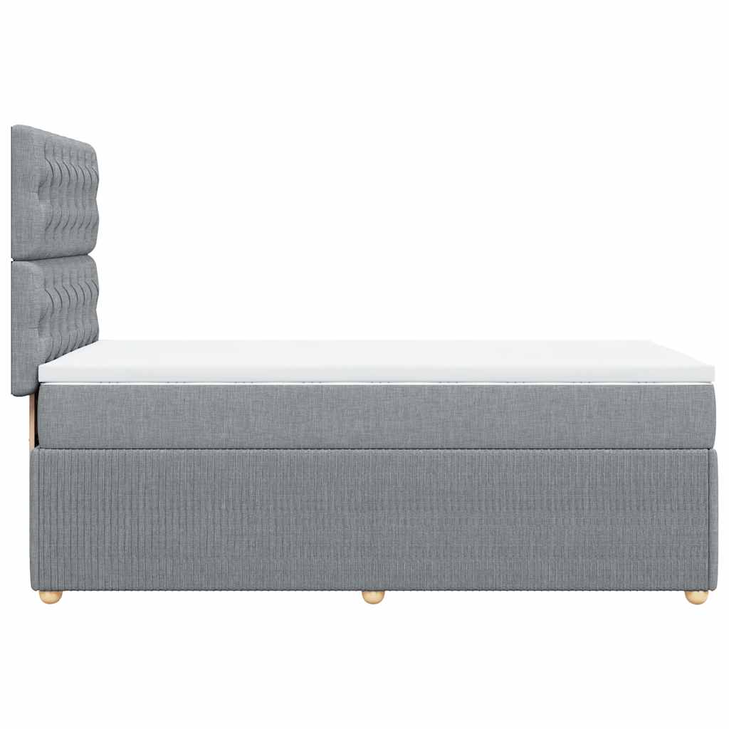 Boxspringbett mit Matratze Hellgrau 90x190 cm Stoff