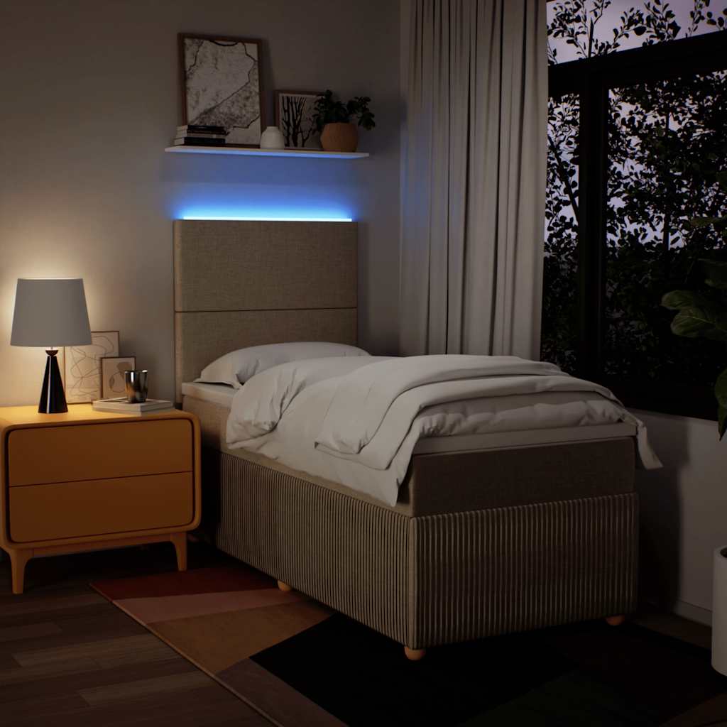 Boxspringbett mit Matratze Creme 90x200 cm Stoff