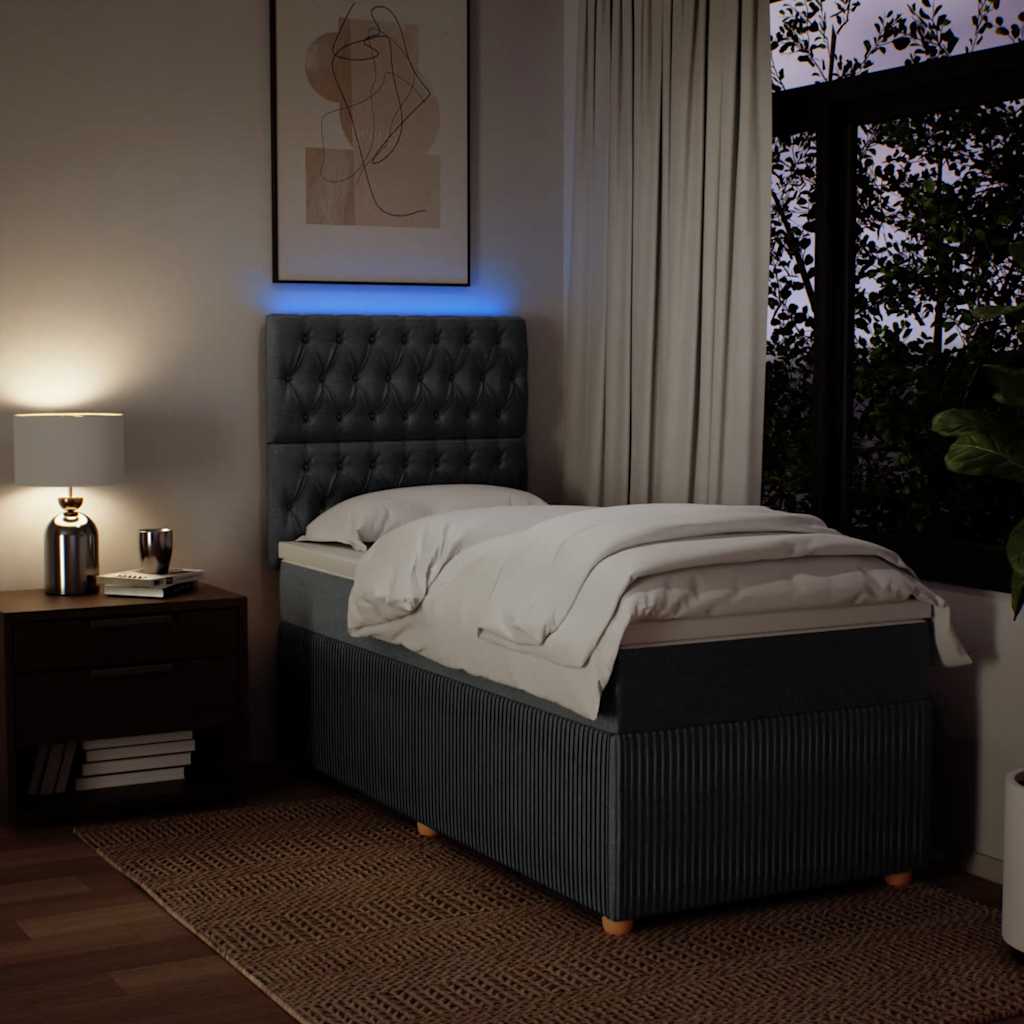 Boxspringbett mit Matratze Dunkelgrau 90x200 cm Stoff