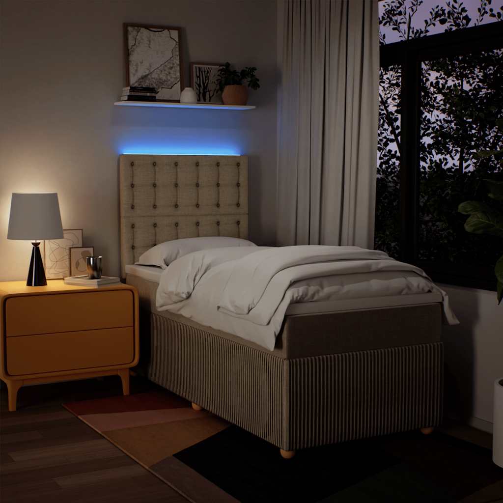 Boxspringbett mit Matratze Creme 90x200 cm Stoff
