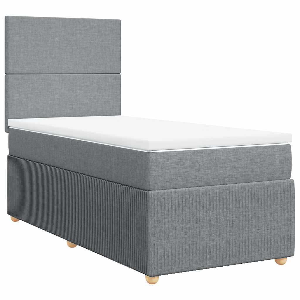 Boxspringbett mit Matratze Hellgrau 100x200 cm Stoff