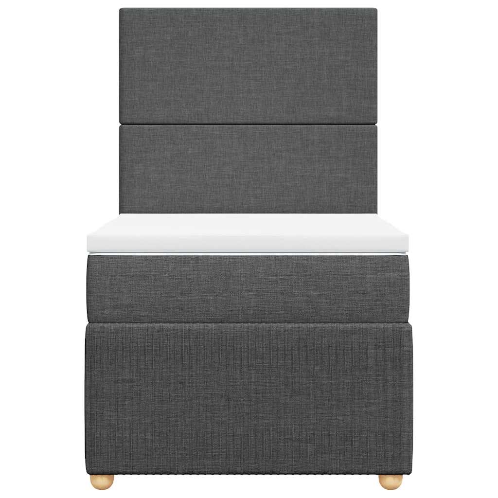 Lit sommier tapissier avec matelas tissu gris foncé 100x200 cm