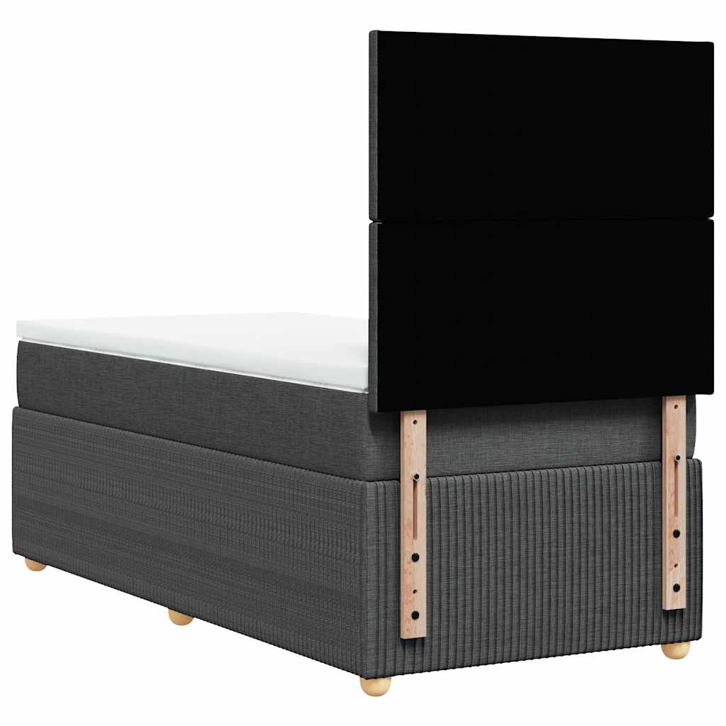 Lit sommier tapissier avec matelas tissu gris foncé 100x200 cm