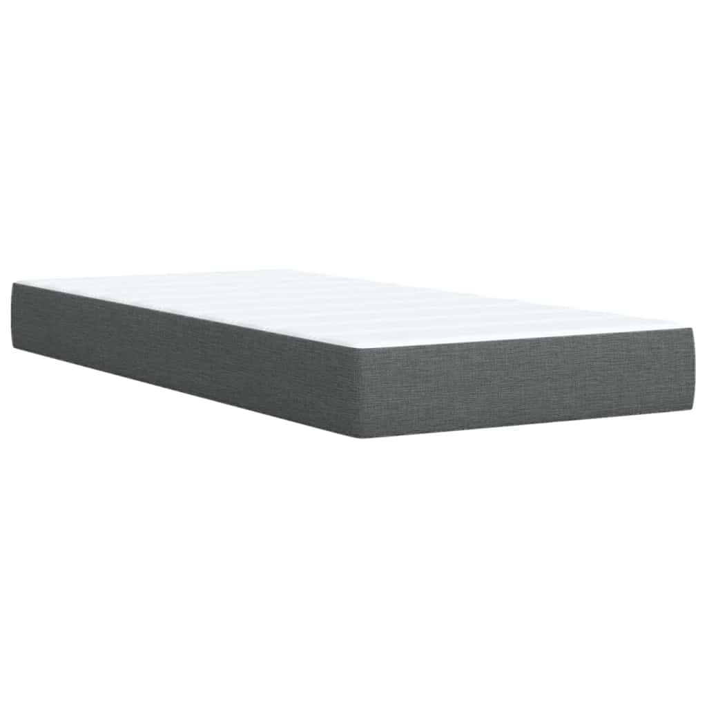 Lit sommier tapissier avec matelas tissu gris foncé 100x200 cm
