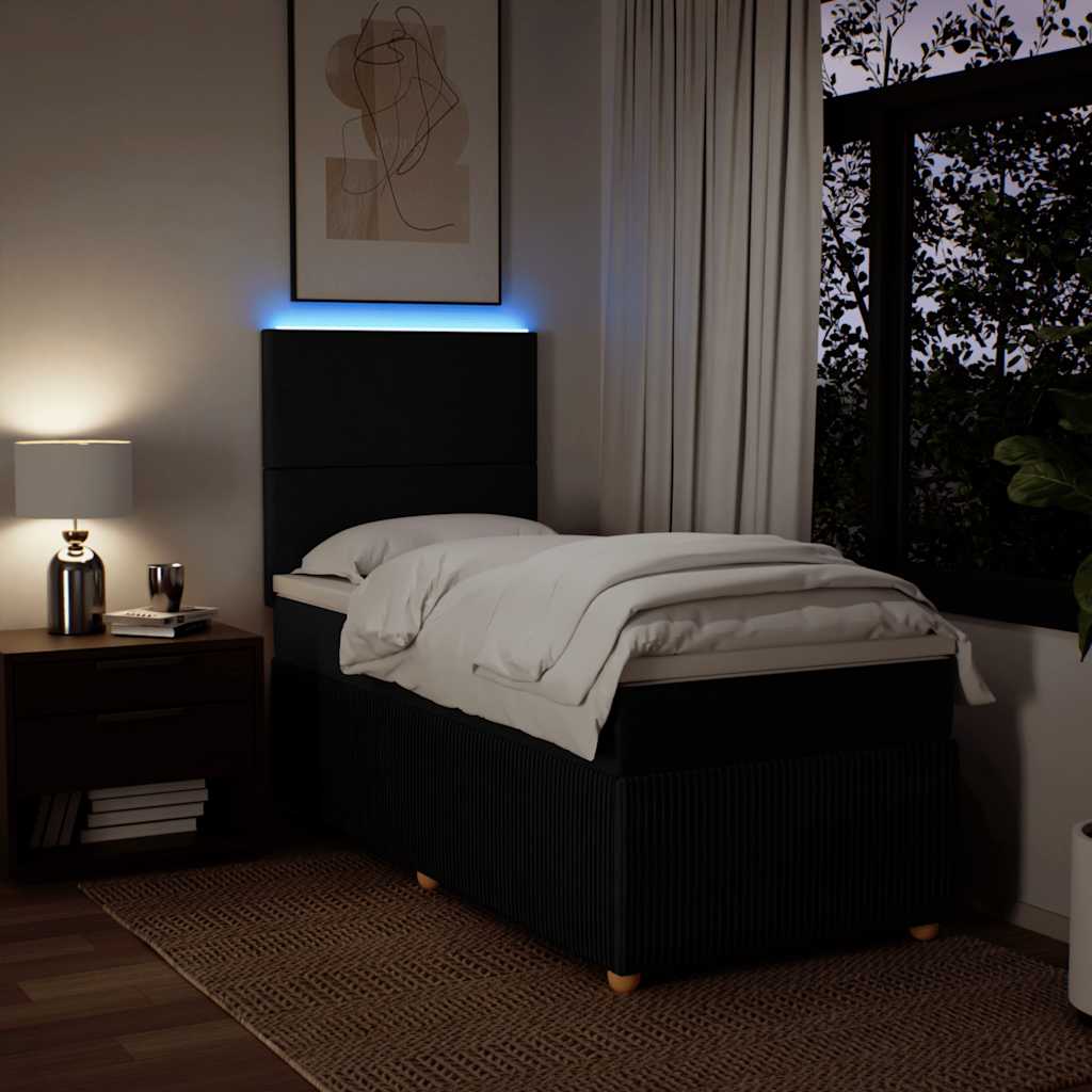 Lit à sommier tapissier avec matelas tissu noir 100x200 cm