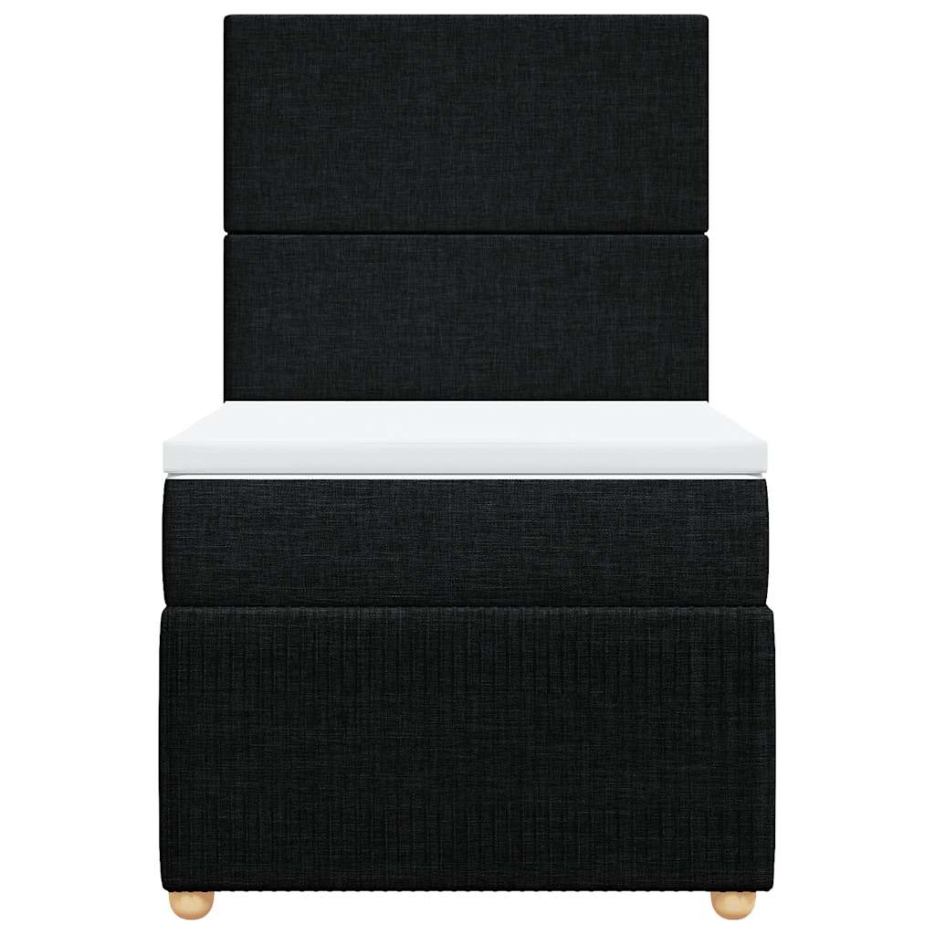 Lit à sommier tapissier avec matelas tissu noir 100x200 cm