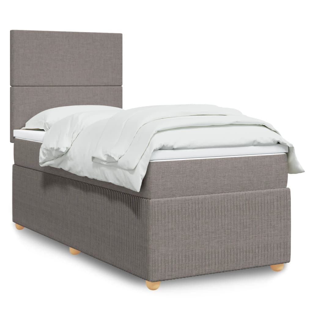 Boxspringbett mit Matratze Taupe 100x200 cm Stoff