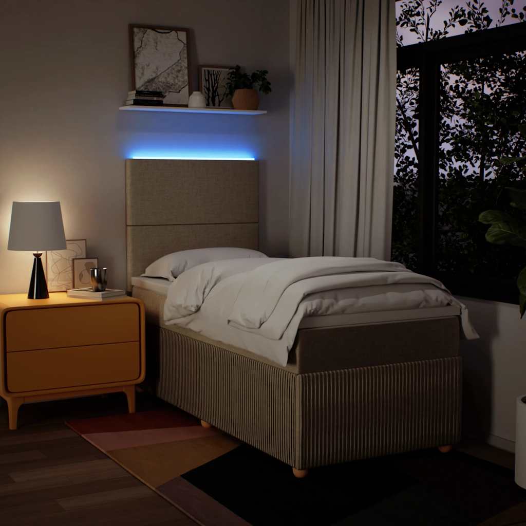 Boxspringbett mit Matratze Creme 100x200 cm Stoff