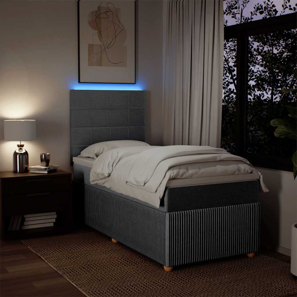 Boxspringbett mit Matratze Hellgrau 100x200 cm Stoff