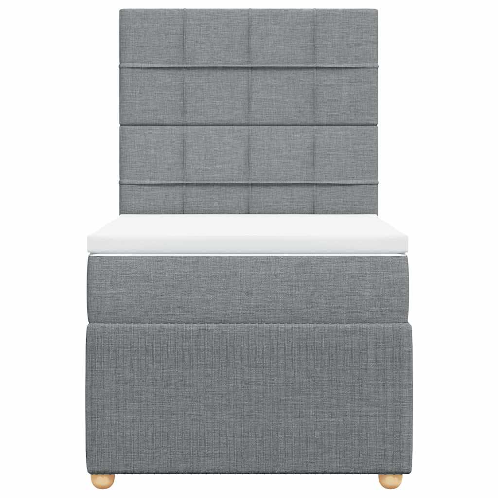 Boxspringbett mit Matratze Hellgrau 100x200 cm Stoff
