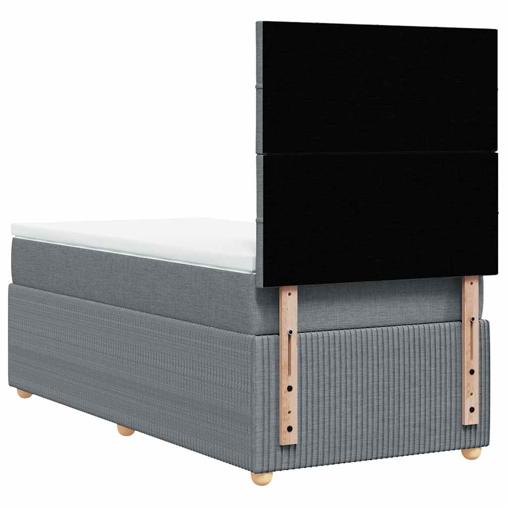 Boxspringbett mit Matratze Hellgrau 100x200 cm Stoff