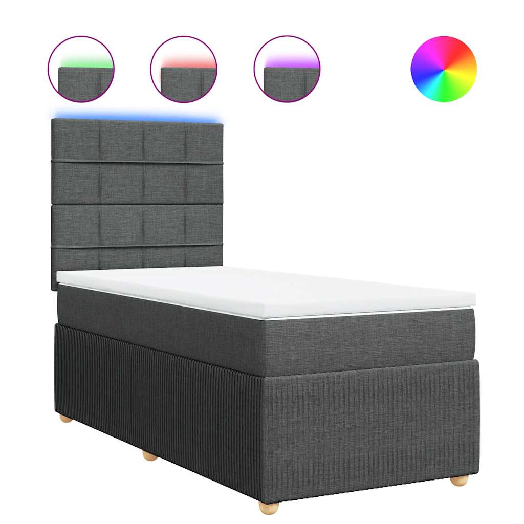 Boxspringbett mit Matratze Dunkelgrau 100x200 cm Stoff