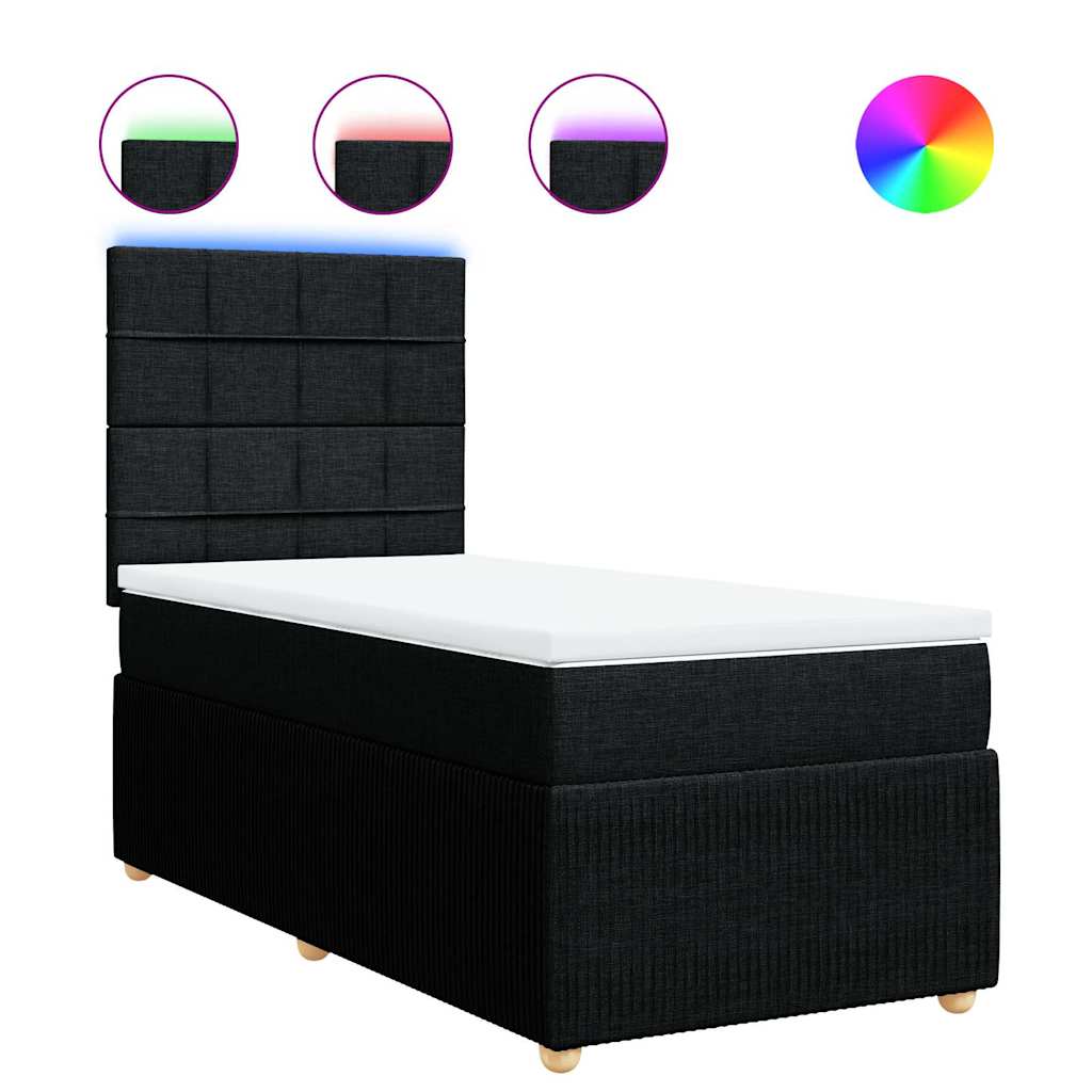 Boxspringbett mit Matratze Schwarz 100x200 cm Stoff
