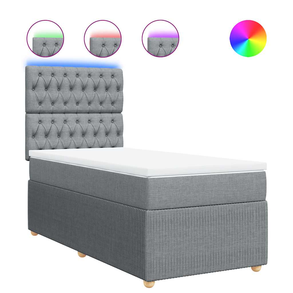 Boxspringbett mit Matratze Hellgrau 100x200 cm Stoff