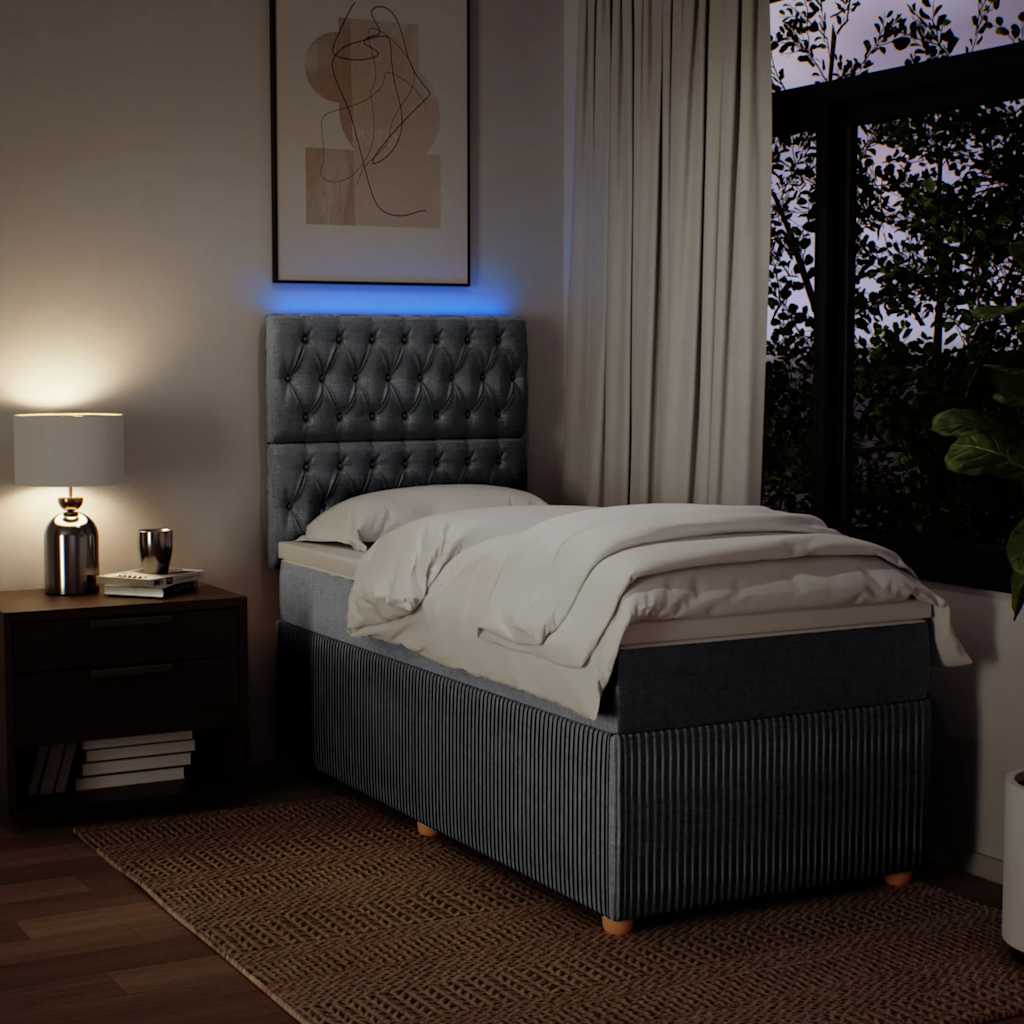 Boxspringbett mit Matratze Hellgrau 100x200 cm Stoff