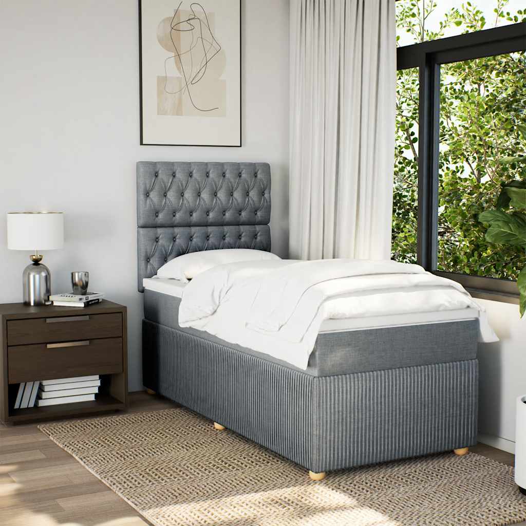 Boxspringbett mit Matratze Hellgrau 100x200 cm Stoff