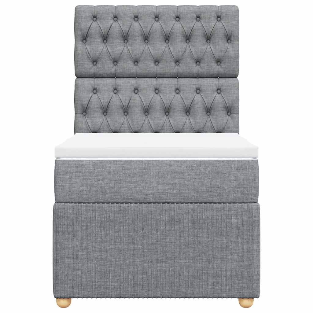 Boxspringbett mit Matratze Hellgrau 100x200 cm Stoff