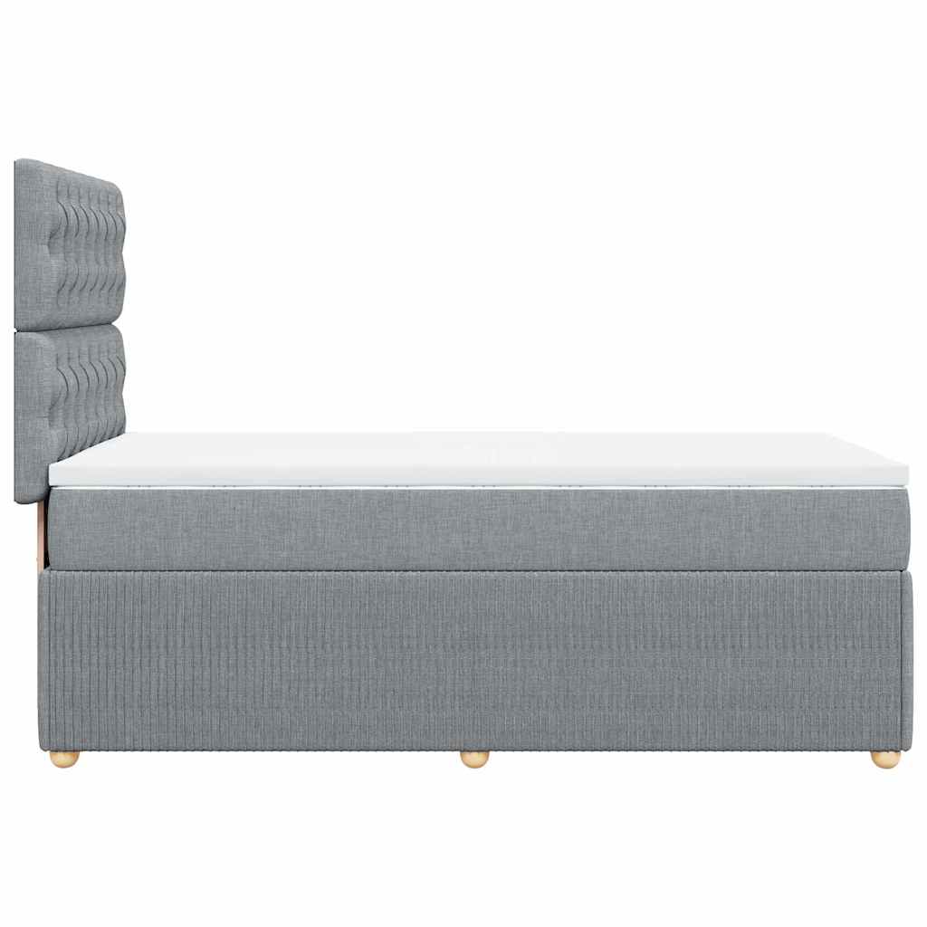 Boxspringbett mit Matratze Hellgrau 100x200 cm Stoff