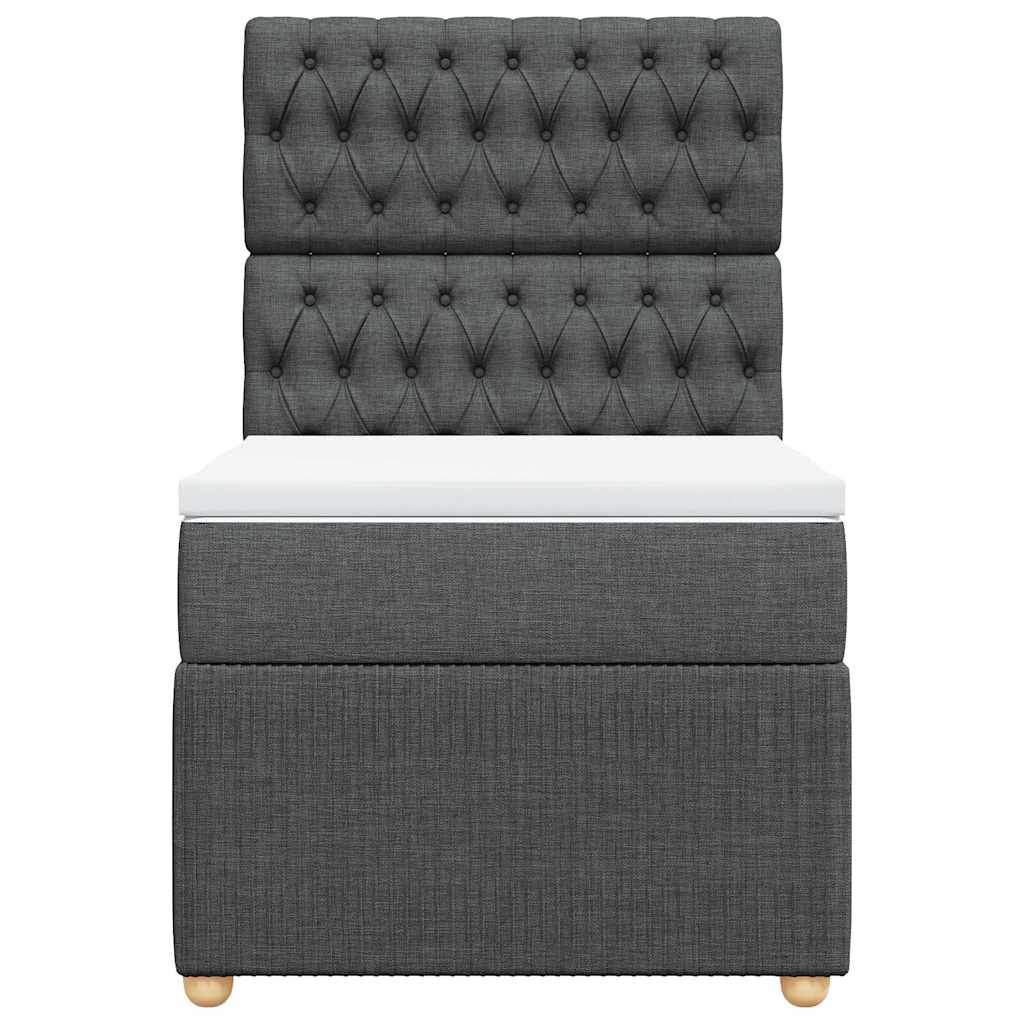 Lit sommier tapissier avec matelas tissu gris foncé 100x200 cm