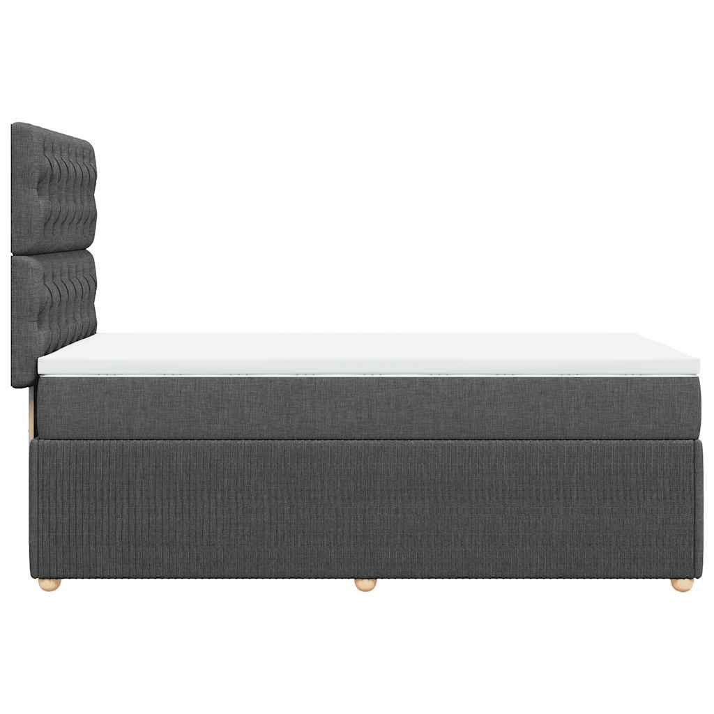 Lit sommier tapissier avec matelas tissu gris foncé 100x200 cm
