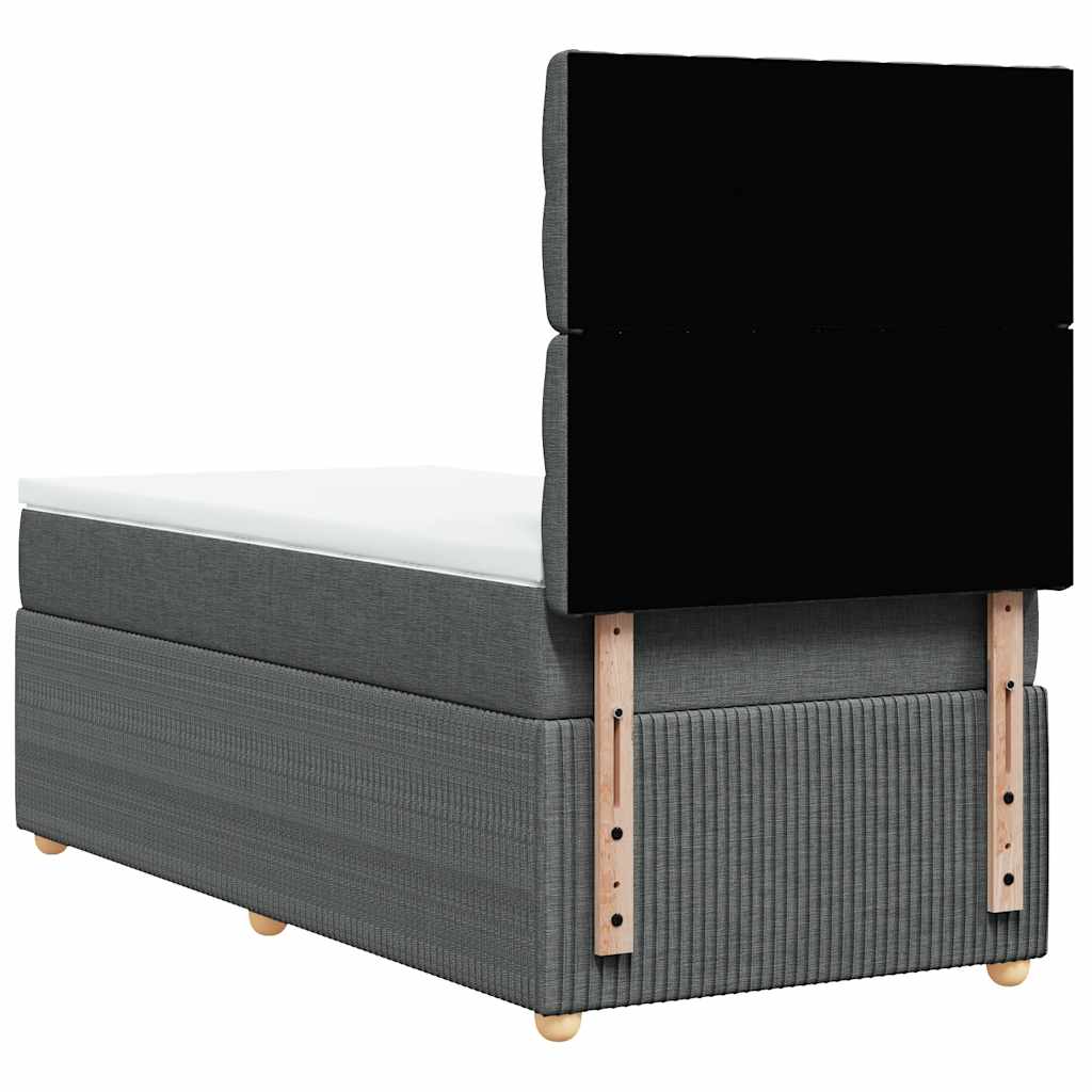 Lit sommier tapissier avec matelas tissu gris foncé 100x200 cm