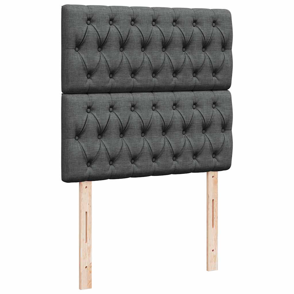 Lit sommier tapissier avec matelas tissu gris foncé 100x200 cm