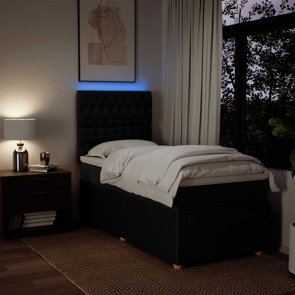 Boxspringbett mit Matratze Schwarz 100x200 cm Stoff