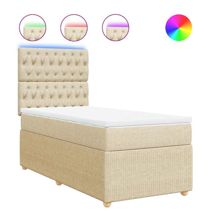 Boxspringbett mit Matratze Creme 100x200 cm Stoff