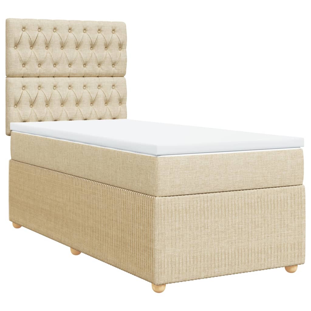 Boxspringbett mit Matratze Creme 100x200 cm Stoff