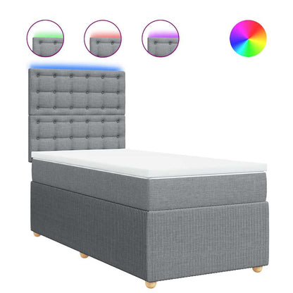 Boxspringbett mit Matratze Hellgrau 100x200 cm Stoff