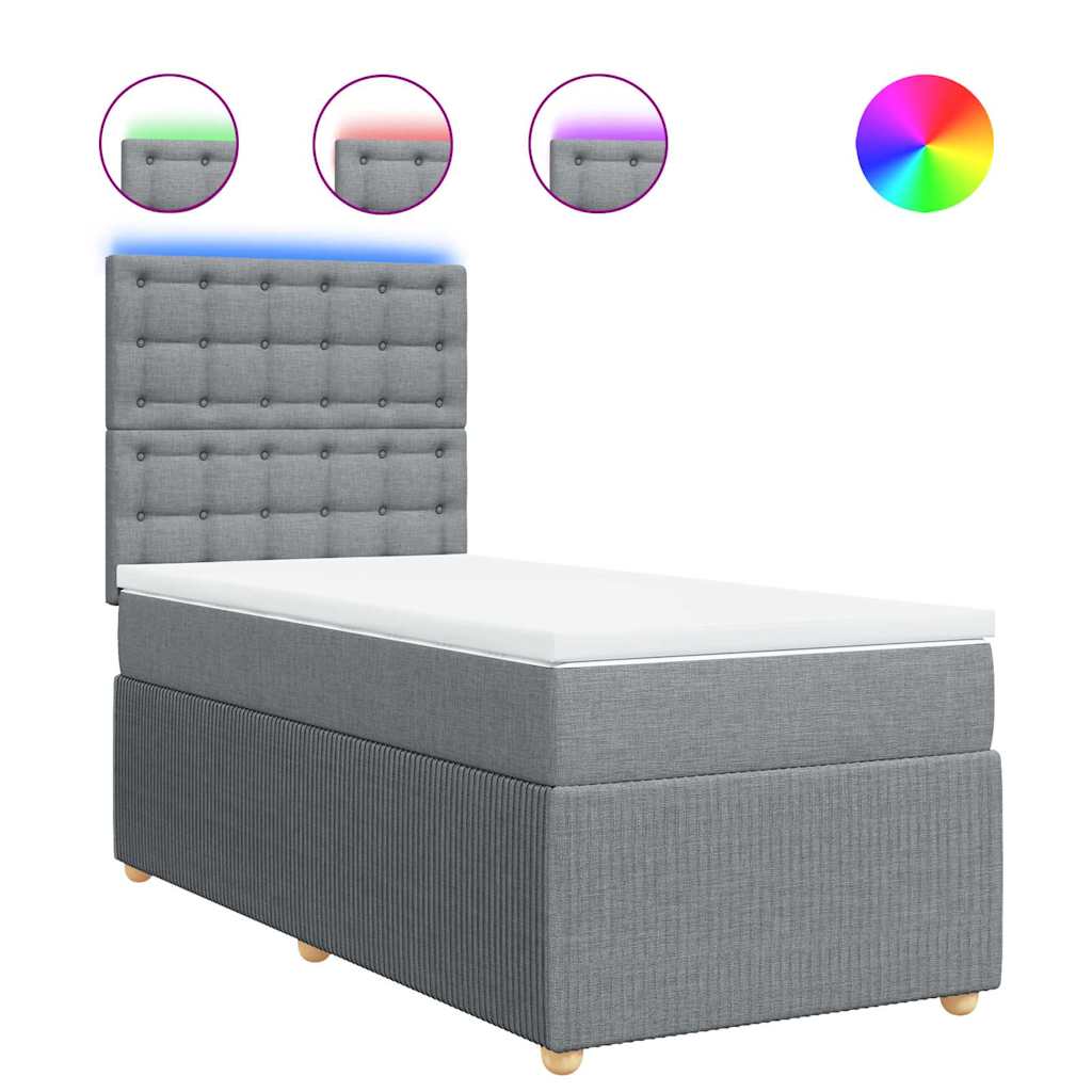 Boxspringbett mit Matratze Hellgrau 100x200 cm Stoff