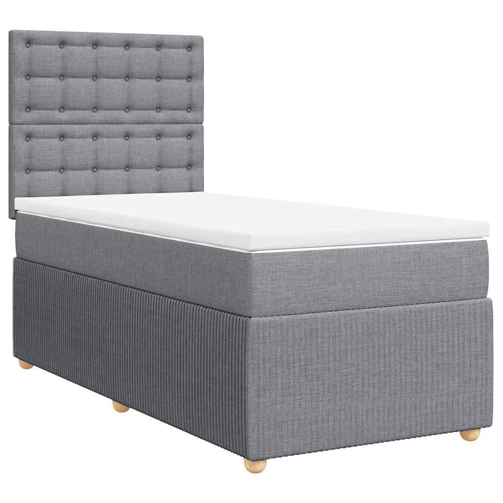 Boxspringbett mit Matratze Hellgrau 100x200 cm Stoff