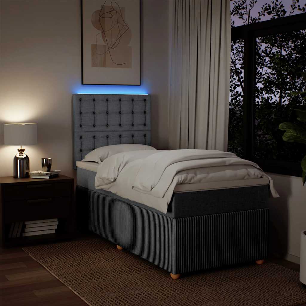 Boxspringbett mit Matratze Hellgrau 100x200 cm Stoff