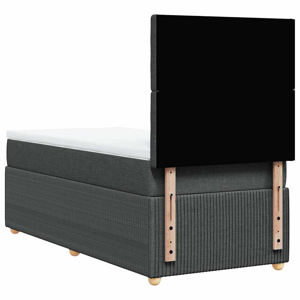 Lit sommier tapissier avec matelas tissu gris foncé 100x200 cm