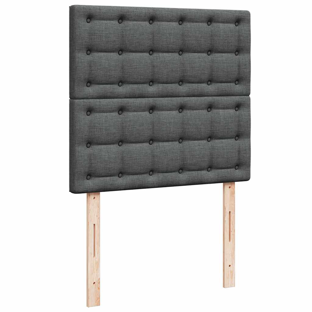 Lit sommier tapissier avec matelas tissu gris foncé 100x200 cm
