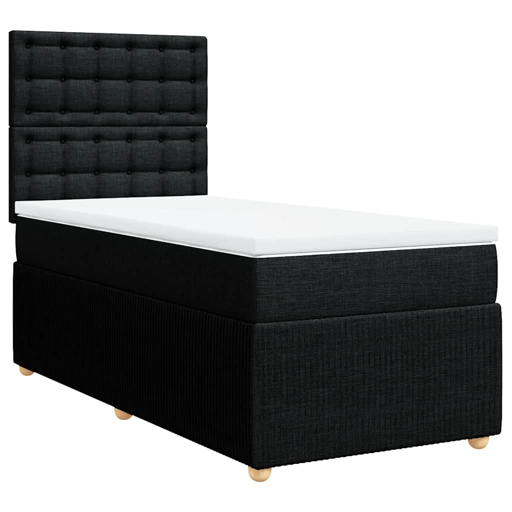 Lit à sommier tapissier avec matelas tissu noir 100x200 cm