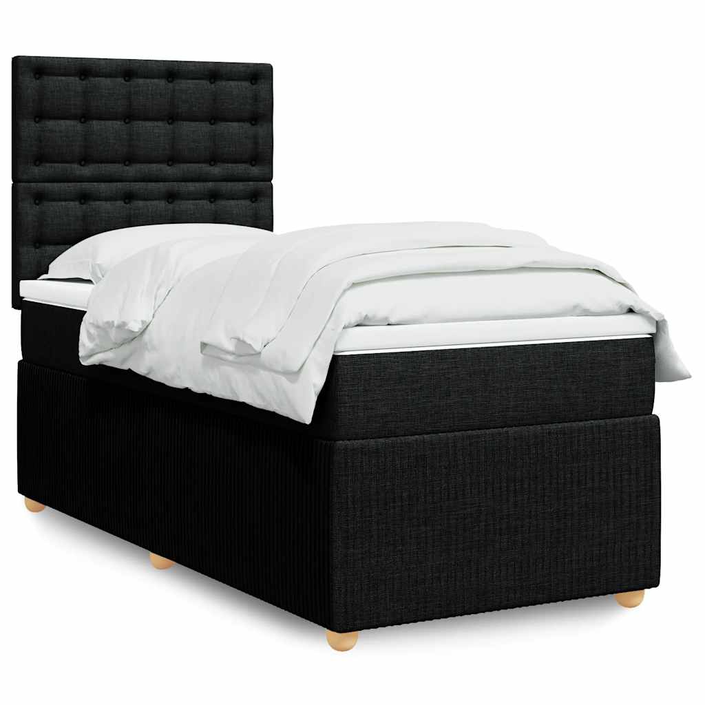 Lit à sommier tapissier avec matelas tissu noir 100x200 cm