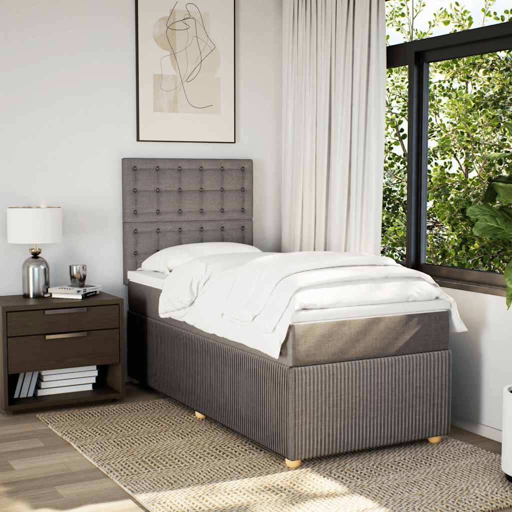 Boxspringbett mit Matratze Taupe 100x200 cm Stoff