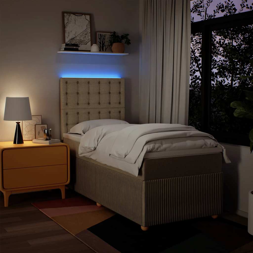 Boxspringbett mit Matratze Creme 100x200 cm Stoff