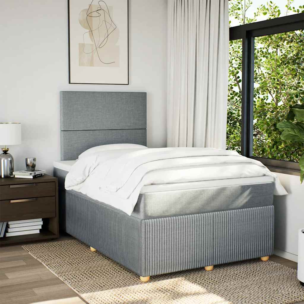 Boxspringbett mit Matratze Hellgrau 120x190 cm Stoff
