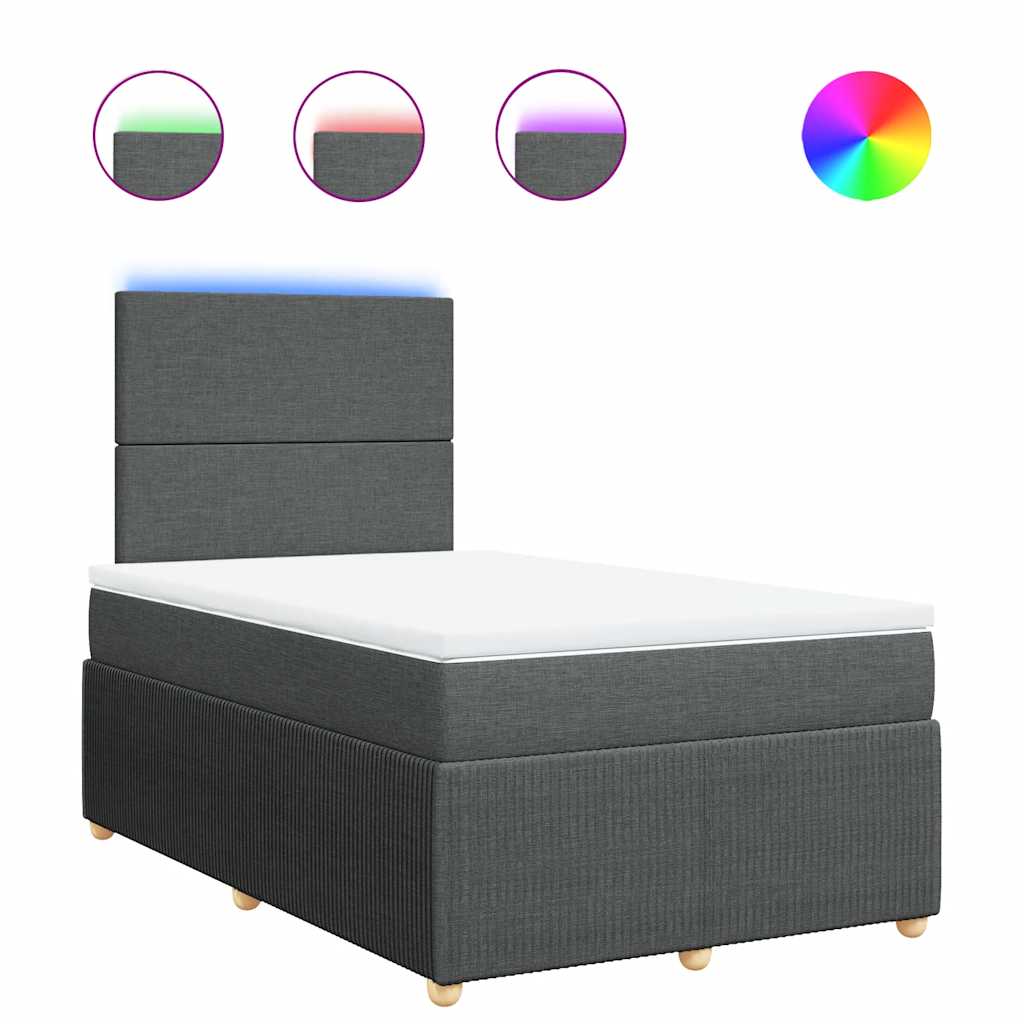 Boxspringbett mit Matratze Dunkelgrau 120x190 cm Stoff