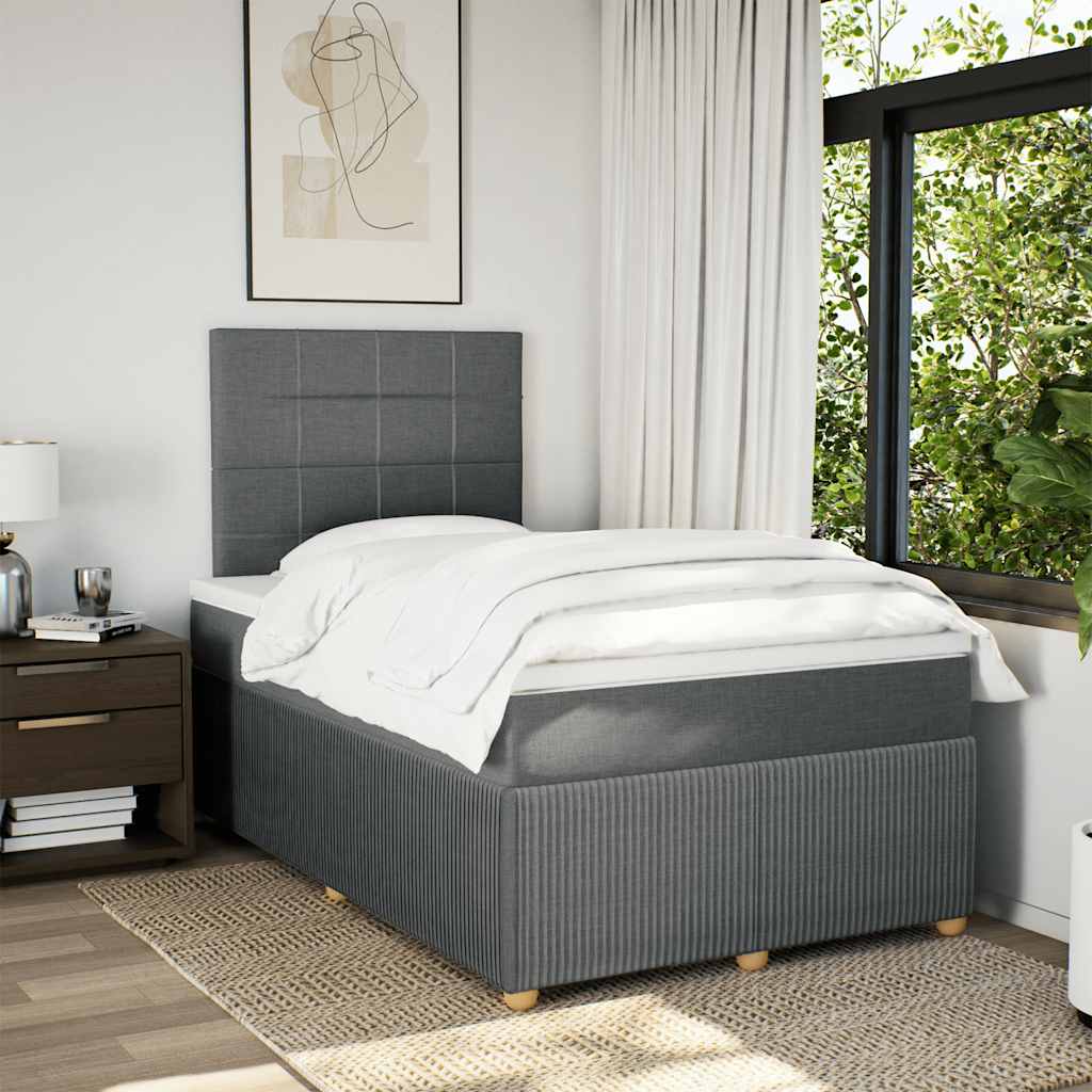 Boxspringbett mit Matratze Dunkelgrau 120x190 cm Stoff